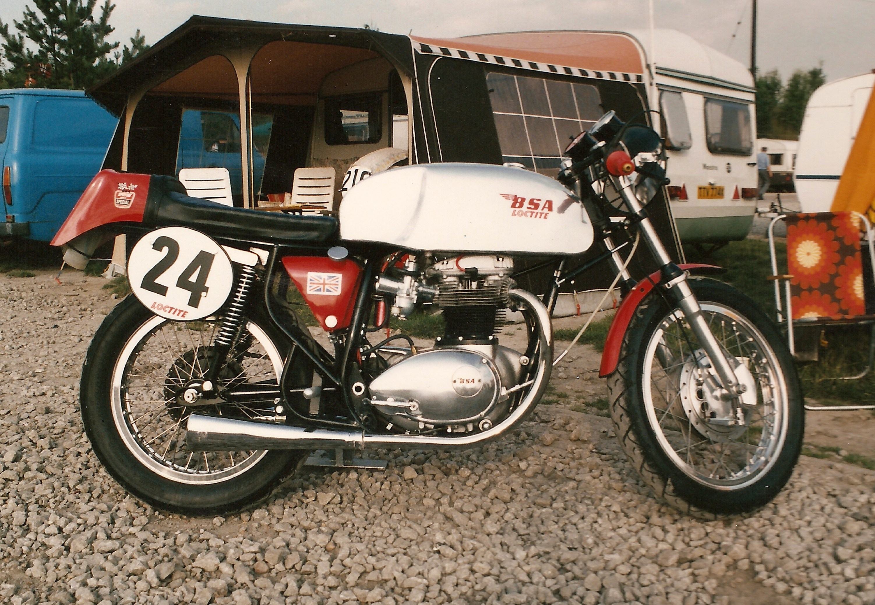 My Spitfire Group 2 bike. Notice the hydraulic steering damper and the sneaky and illegal fork brace hiding under the front guard